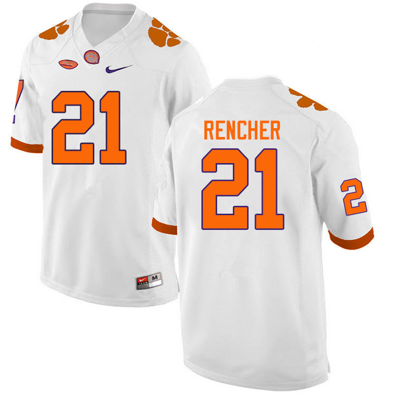 Men #21 Darien Rencher Clemson Tigers College Football Jerseys Sale-White - Click Image to Close